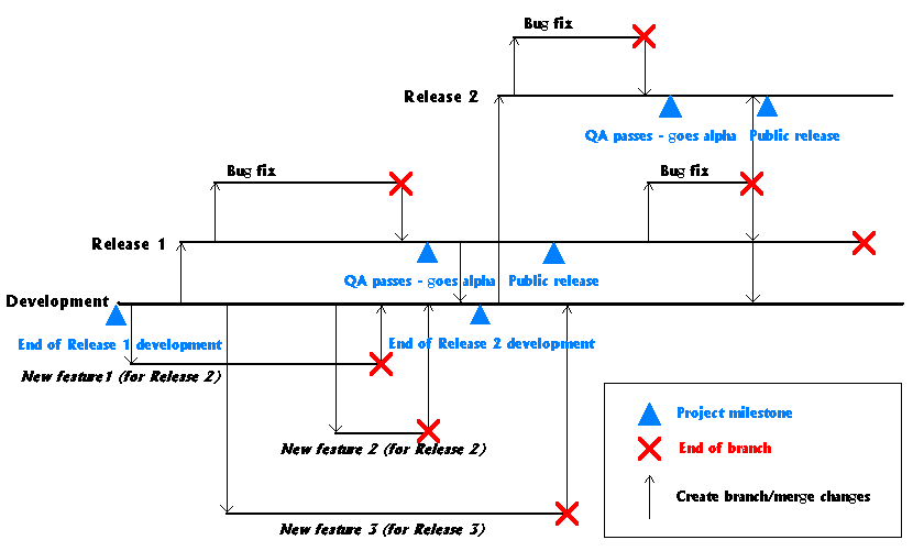 Branches during the project lifecycle