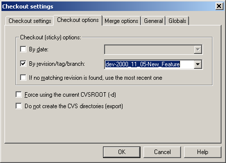 WinCVS checkout dialog