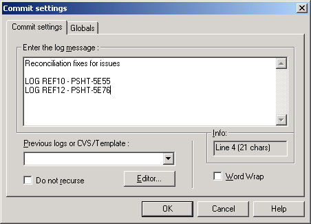 WinCVS commit dialog