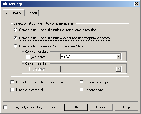 WinCVS diff dialog